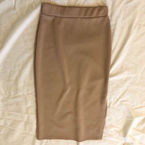 Brown Thigh Slit Pencil Skirt